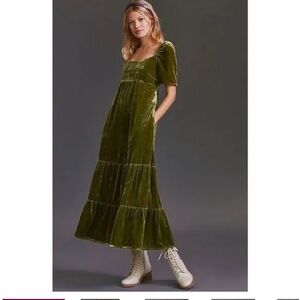 Anthropologie Velvet Empire Dress